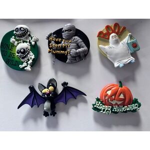 5 SWIBCO RUBBER HALLOWEEN FRIDGE Magnets '08 Skeleton, Mummy, Ghost, Bat, Pumkin